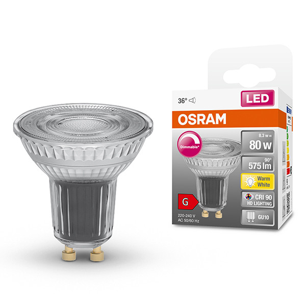Osram GU10 LED spot 2700K Dimbaar 8.3W 80W Osram 123led